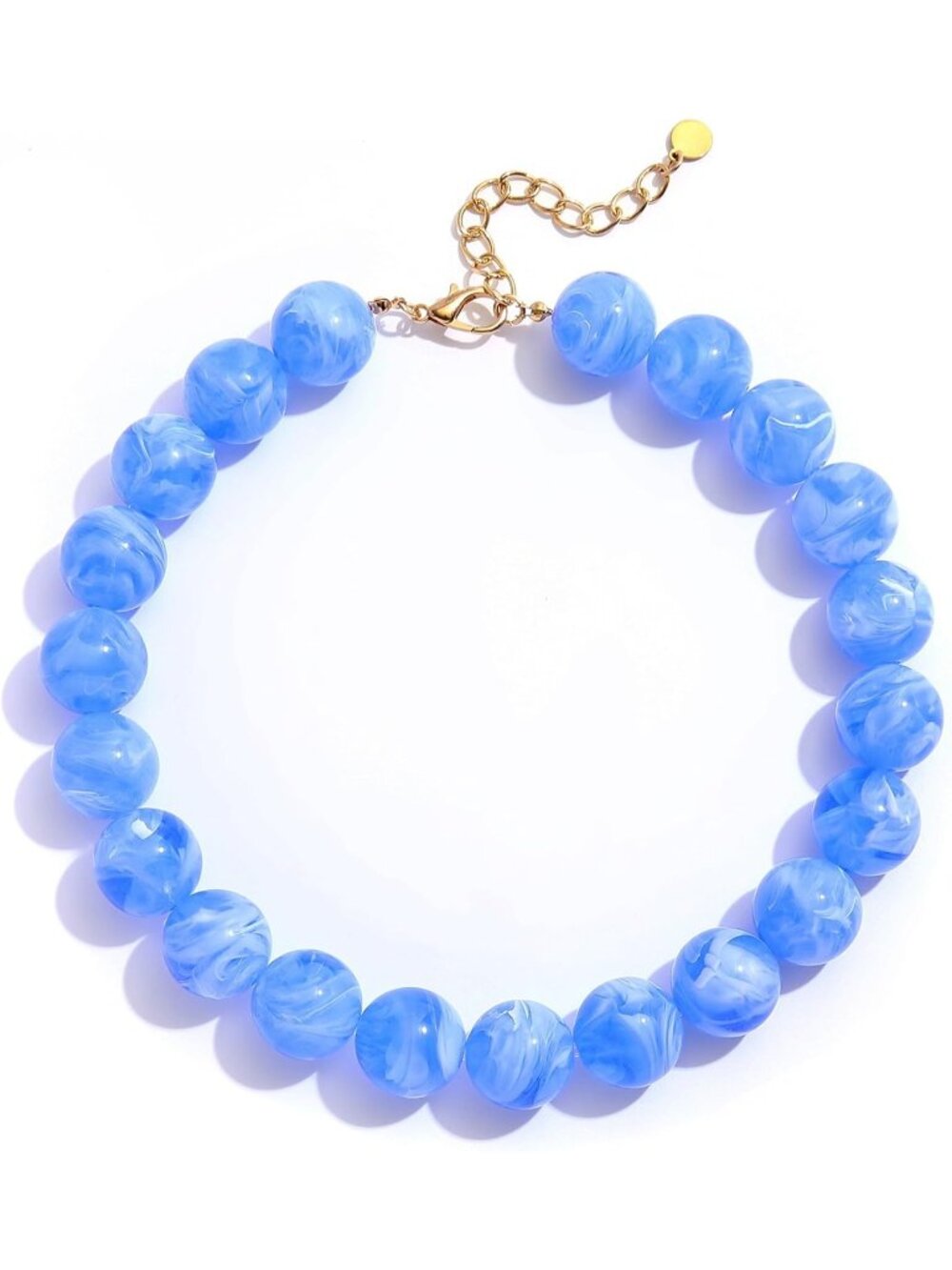 Women's 20MM Clear Blue Chunky Resin Bead Choker Boho Summer Beach Jewelry